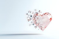 Shattered crystal heart breaking into pieces against light background, floating fragments in soft pink and clear glass effect. Metaphor for emotional pain.