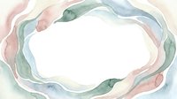 Soft watercolor frame with flowing organic shapes in pastel pink, green and blue tones on white background for wedding invitations and feminine designs.
