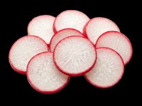 Fresh radish slices arranged in a group, isolated on transparent background, ready for food blogs, stickers, print on demand, clipart, and T-shirt design use.