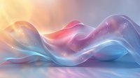 Abstract flowing waves in pastel gradient colors with sparkling particles creating dreamy ethereal atmosphere for modern digital design backgrounds.