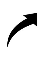 Black curved arrow pointing upward and right on white background isolated for graphic design and presentation use.