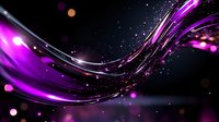 Vibrant purple light streams with glowing particles flow through dark space creating dynamic motion effect with bokeh and sparkles in cosmic background.