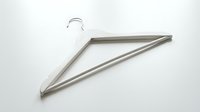 White wooden clothes hanger with chrome hook isolated on white background, minimalist wardrobe accessory for fashion and retail concepts.