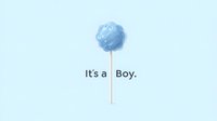 Blue cotton candy cloud above text "It's a Boy" on light blue background, perfect for baby shower announcement or gender reveal celebration.