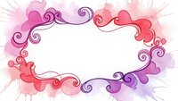 Decorative watercolor frame with swirls in pink and purple tones on white background. Ornate border design for invitations, cards and feminine projects.