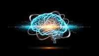 Digital brain with glowing neural networks and energy waves on dark background representing artificial intelligence and cognitive technology.