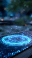 Glowing blue circular portal with magical light effects and sparkles on dark background, creating mystical atmosphere for fantasy and sci-fi designs.