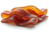 Crispy bacon strips with golden brown texture isolated on white background for culinary designs and food advertising projects.