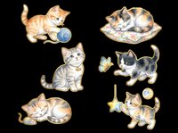 Cute kittens in playful poses isolated on transparent background. Ready for t-shirt designs, stickers, clipart, sublimation, print-on-demand products and digital crafts.