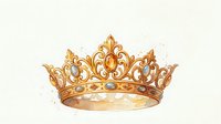 Golden ornate royal crown with intricate filigree design and gemstones on transparent background, isolated for luxury branding and regal design projects.