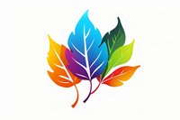 Vibrant multicolored autumn leaves arranged in fan composition on white background, isolated design element for seasonal decoration and creative projects.