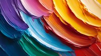 Vibrant oil paint strokes in rainbow colors create dynamic textured layers, showing rich pigments and artistic brush movement. For creative and artistic backgrounds.