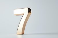Golden metallic number seven standing upright on light background, modern minimalist design for anniversary, birthday or numerical representation.