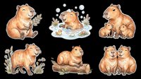 Capybara rodent animal isolated on transparent background, ready for t-shirt design, clipart, stickers, print-on-demand products and sublimation projects.
