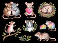 Cute mice and rats collection isolated on transparent background, ready for t-shirt designs, stickers, clipart, print-on-demand products and sublimation projects.