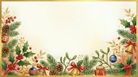 Festive botanical frame with pine cones, berries, and holiday foliage on cream background. Isolated design element suitable for greeting cards, invitations, and seasonal marketing materials.