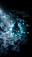 Hooded hacker silhouette surrounded by glowing digital breach alerts and cyber security warnings with blue light effects and smoke on dark background.