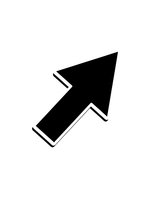 Black arrow pointing upward and right on white background isolated for web design, presentations and business graphics.