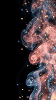 Ethereal smoke swirls with golden bokeh lights creating mystical atmosphere on dark background for luxury design projects.