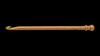 Wooden crochet hook isolated on transparent background, ready for T-shirt, sticker, clipart, print on demand, and sublimation design use.