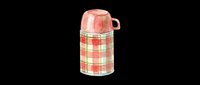 Watercolor thermos flask with plaid pattern, isolated on transparent background. Great for stickers, t-shirt design, print on demand, clipart, and sublimation projects.