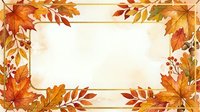 Autumn foliage frame with golden and orange leaves arranged on cream background, isolated and ready for seasonal design projects, invitations, and marketing materials.