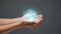 Hands holding glowing digital globe with network connections, representing global technology, data connectivity, and worldwide business communication solutions.