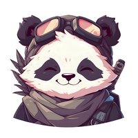 Smiling panda pilot character with aviator goggles and scarf, cartoon style artwork on white background, ready for gaming, sticker or merchandise design.