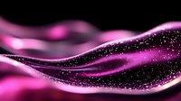 Flowing magenta waves with sparkling particles create dynamic abstract background effect. Glowing pink curves with scattered light dots form elegant motion design.
