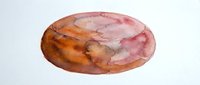 Watercolor oval shape with warm brown and soft pink tones blending together, isolated on white background for design projects and creative compositions.