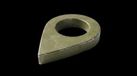 Teardrop shaped metal washer isolated on transparent background, ready for T-shirt design, clipart, stickers, print on demand, and sublimation projects.