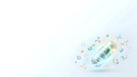 Capsule pill surrounded by floating molecular structures and chemical formulas on white background, representing pharmaceutical research, medicine development, and scientific innovation.