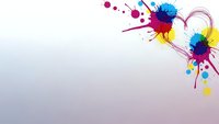 Colorful paint splashes and ink blots with vibrant splatters on gradient background for creative design projects and artistic compositions.