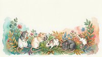 Adorable watercolor rats family nestled among autumn foliage and berries, perfect for children's books, greeting cards, and seasonal decorations.