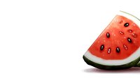 Fresh watermelon slice with black seeds on white background, isolated summer fruit for healthy eating and nutrition concepts.