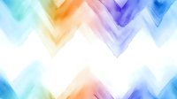 Colorful watercolor chevron pattern with soft blue, orange, and purple zigzag shapes on white background, creating a fresh abstract design.