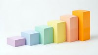 Colorful ascending bar chart made of stacked blocks in pastel and vibrant tones, representing growth, progress, and business success metrics for presentations and reports.