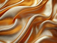 Luxurious golden silk fabric with flowing waves and smooth texture creating elegant drapes for premium fashion and interior design projects.