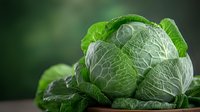 Fresh green cabbage heads with textured leaves on dark background, natural organic produce for healthy cooking and vegetarian cuisine.