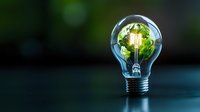Light bulb with glowing green Earth inside on dark background symbolizing environmental conservation, renewable energy, and sustainable innovation solutions.
