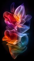 Abstract flowing silk fabric in vibrant rainbow colors against black background creates ethereal light effect with smooth gradient transitions and elegant curves.