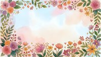 Watercolor floral frame with pink roses, yellow flowers, and green leaves on white background. Botanical border design for invitations, cards, and decorative projects.