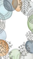 Abstract watercolor frame with organic shapes and botanical line art elements on white background for modern design projects.