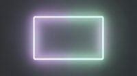 Neon glowing rectangular frame with purple and green gradient light effect on dark background, suitable for digital design, social media templates, and modern graphic projects.