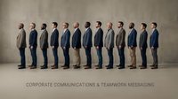 Business professionals standing in organized line formation representing corporate teamwork and unified communication strategies for workplace collaboration.