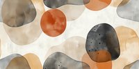 Abstract watercolor shapes in terracotta, gray and beige tones create organic pattern with textured effect on white background. Seamless repeat for modern home decor.
