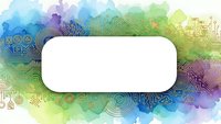 Abstract technology background with colorful watercolor splashes and circuit board patterns featuring blank white rounded rectangle for text overlay.