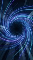 Glowing neon spiral vortex with blue and purple light trails on dark background, evoking speed, energy, and futuristic technology.