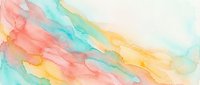 Abstract watercolor background with flowing coral pink turquoise and yellow brushstrokes creating organic fluid patterns for creative design projects.