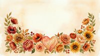 Watercolor autumn floral wreath with warm orange roses, sunflowers and leaves on cream background, perfect for wedding invitations and seasonal designs.